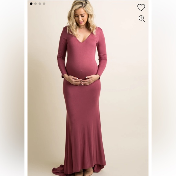 Pinkblush Dresses & Skirts - PinkBlush Mauve long sleeve photoshop maternity gown Size L